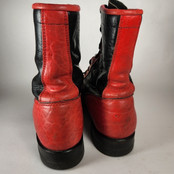 JUSTIN Women’s Boots Size 6 Red Leather Western Cowboy Made USA Distressed Shoes - Picture 4 of 12